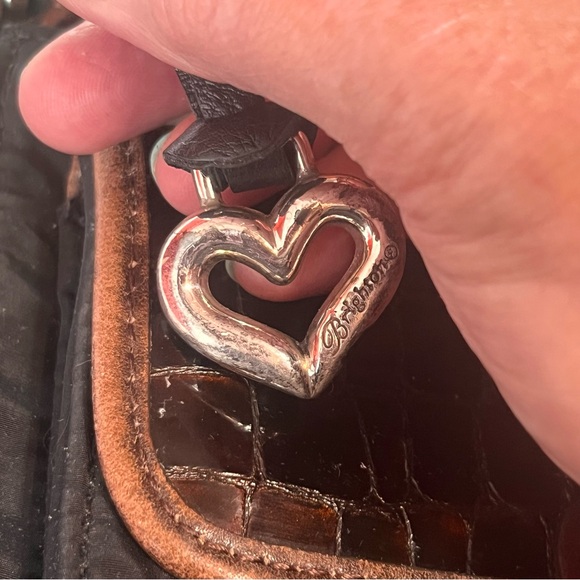 Brighton Black - Croc Leather Flap Crossbody Bag - w/Dust Cover - Picture 13 of 15